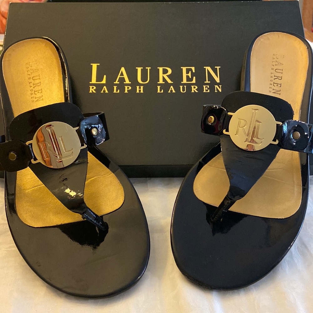 Lauren Ralph Lauren black with gold sandals